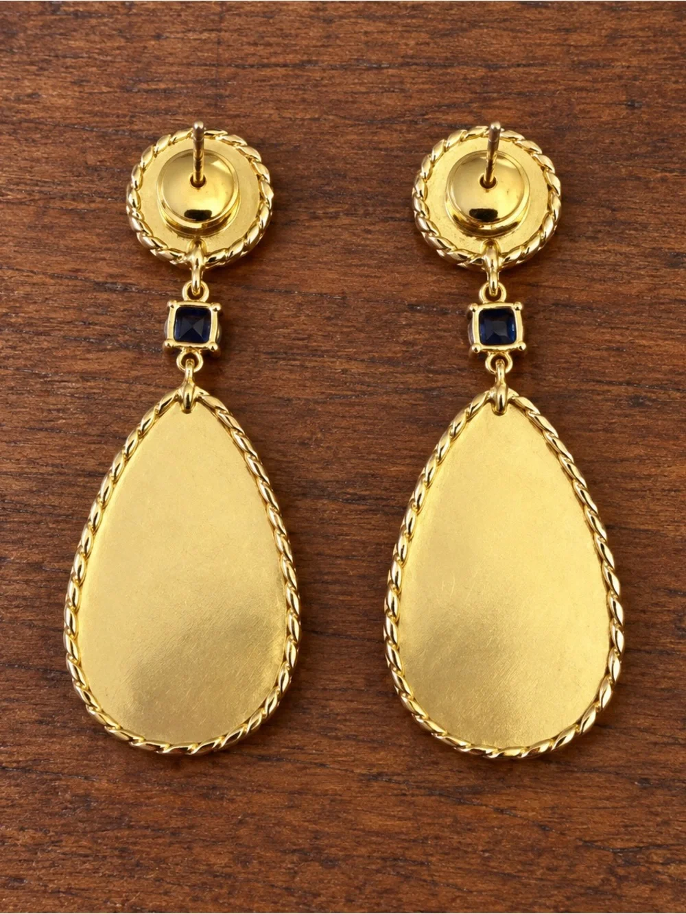 Gold-Tone Pink Teardrop & Mint Circle Dangle Earrings with Blue Accent